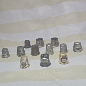 Vintage Metal Thimbles Bundle Of 12